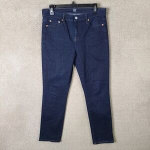 GAP Jeans Womens 30R Blue Classic Straight‎ Dark Wash Denim Cotton Blend Stretch
